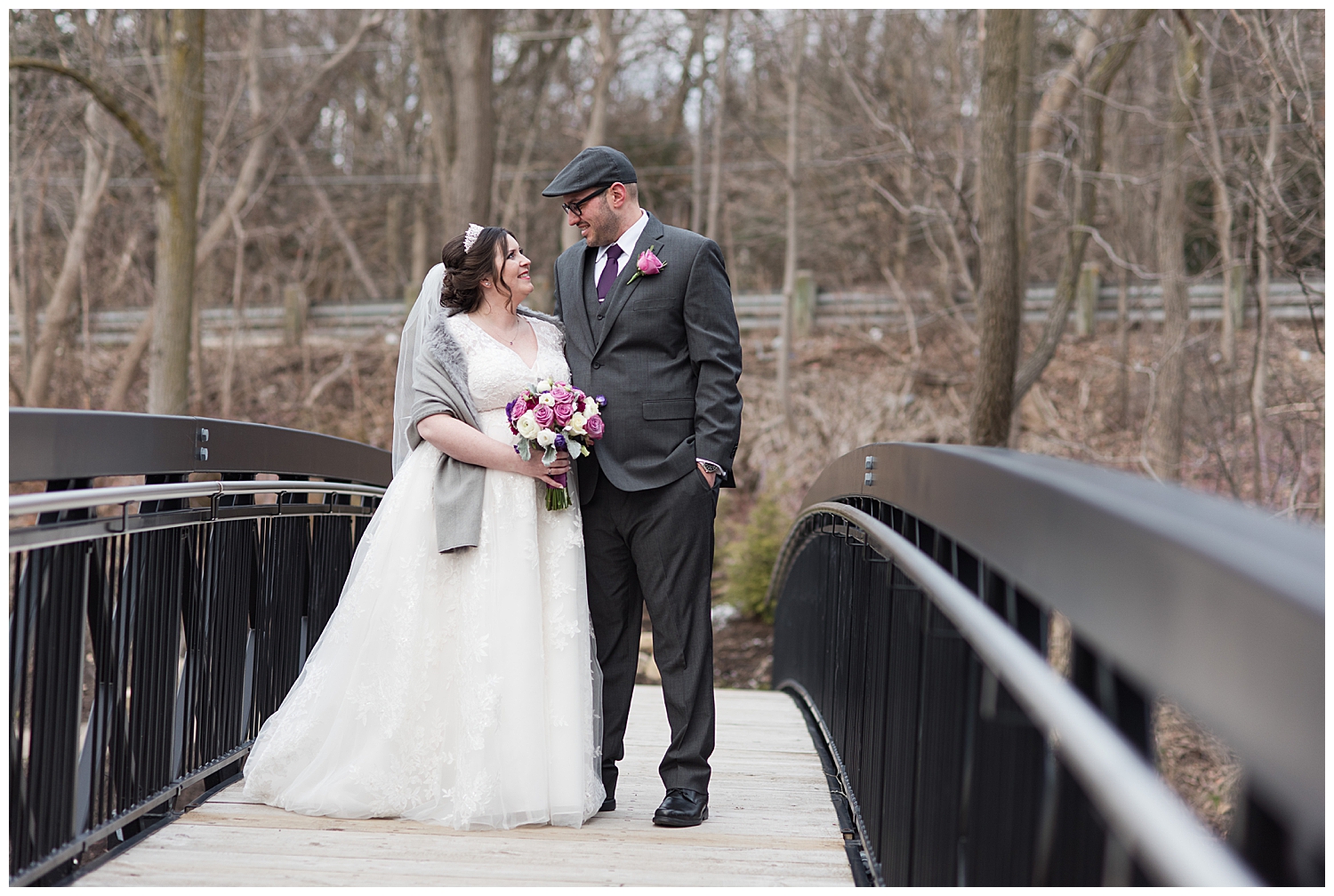 bride and groom at ancaster mill