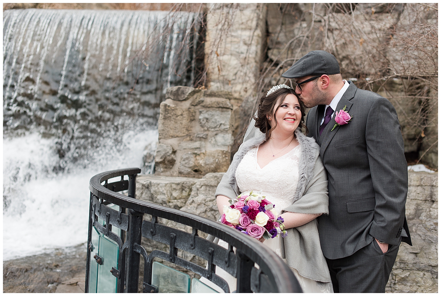 ancaster mill couple by waterfall