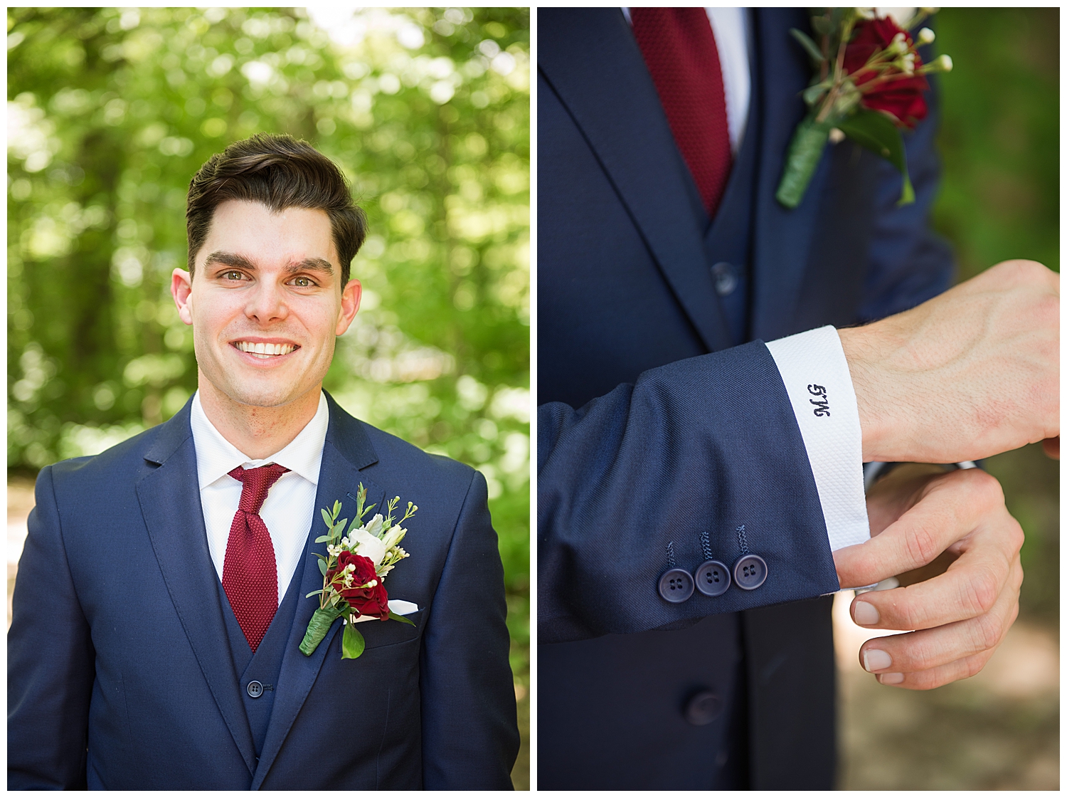 groom portrait with monogram at kortright centre