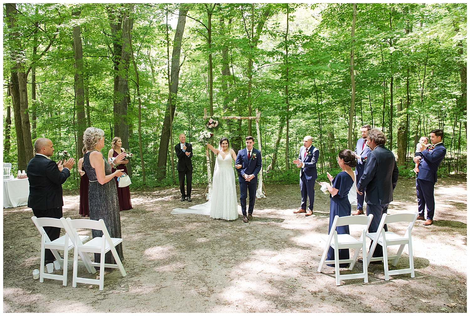 bride and groom married at kortright centre